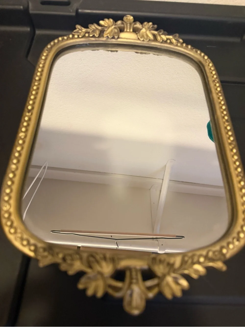 Anthropologie Gold Floral-Trim Vanity Mirror